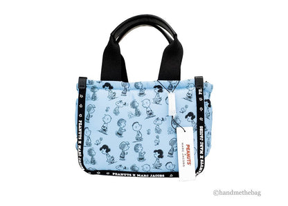 Marc Jacobs X Peanuts Air Blue Mini Puffy Nylon Tote Crossbody Bag Handbag Purse
