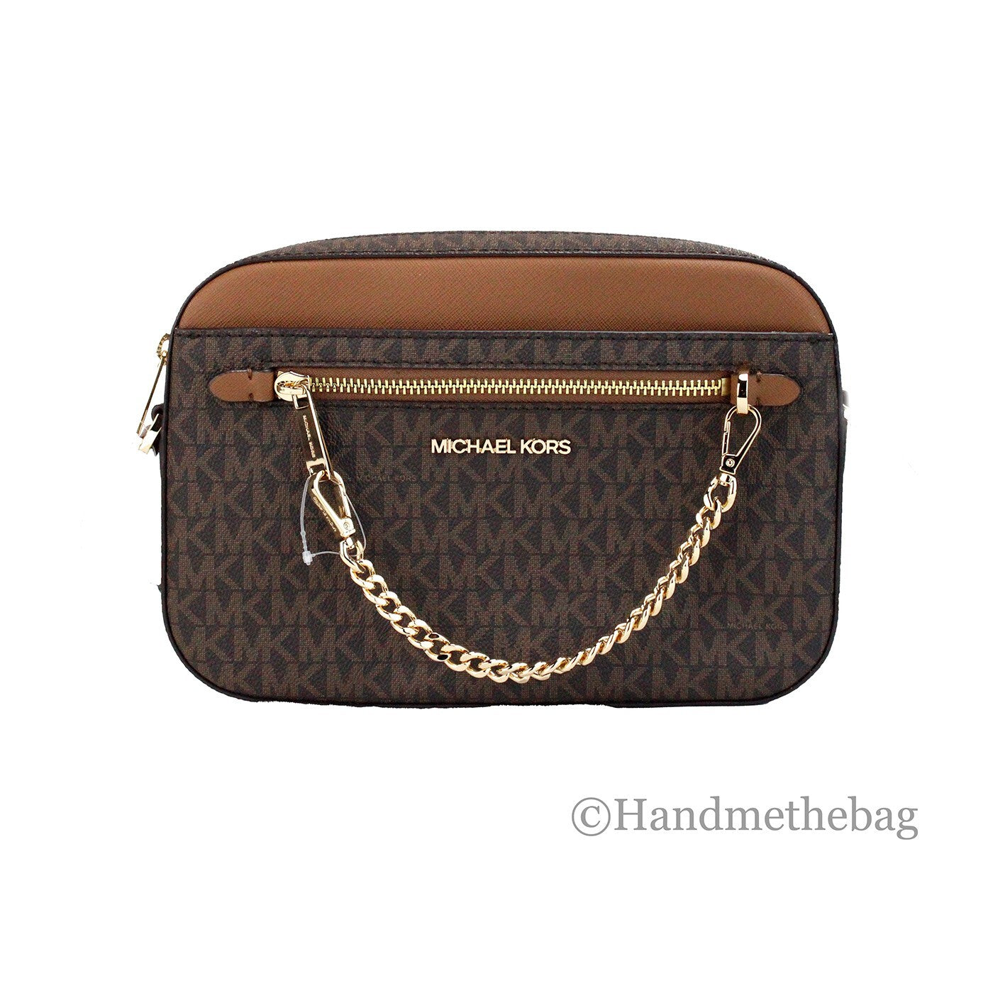 Michael Kors Women'S Jet Set Signature PVC Crossbody Bag, Brown