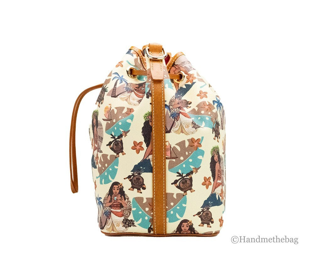 Dooney & Bourke Disney Medium Moana Coated Cotton Bucket Crossbody Bag Purse
