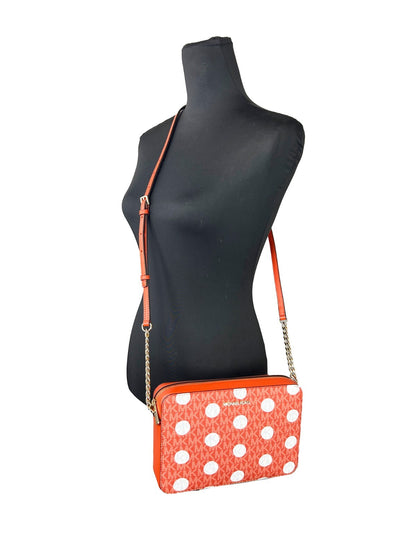 Michael Kors East West Leather Zip Chain Crossbody Bag