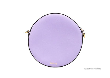 Versace Round Disco Lilac Pebbled Leather Camera Case Crossbody Bag Purse
