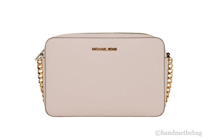 Michael Kors Adult Saffiano Leather East West Crossbody Handbag With 2 Slit Pockets, Blush