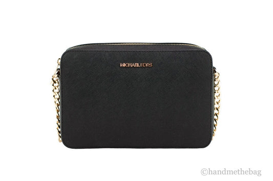 Michael Kors Women'S Top Zip Closure Saffiano Leather Crossbody Bag, Black