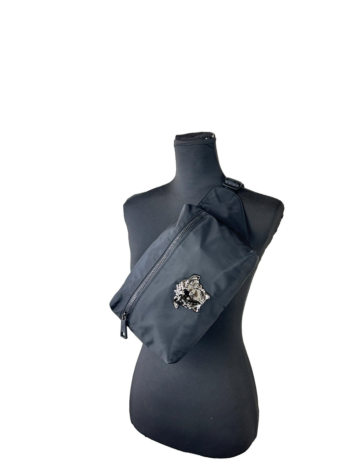 Versace Medusa Black Nylon Belt Bag Waist Fanny Pack Purse