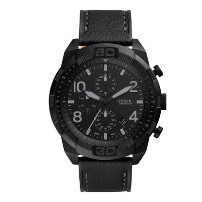 Fossil Black Leather Sport Watch