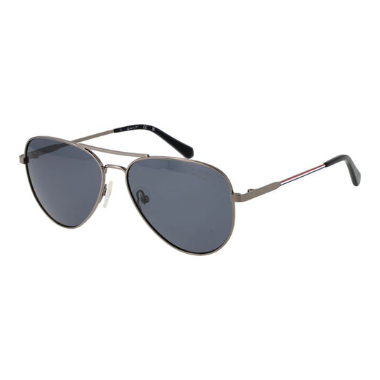 This Sunglasses by Gant for men in metal gray presents a sumptuous silhouette, showcasing a sumptuous full-rim frame design in gunmetal coloured frame and high-performance polarized category-3-dark-tint lens.