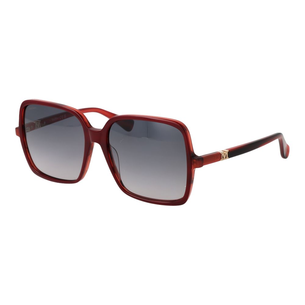 Sunglasses by Max Mara for women in acetate burgundy features an lustrous full-rim square frame design with burgundy coloured frame detailing and gradient category-2-medium-tint lens for a lustrous aesthetic.