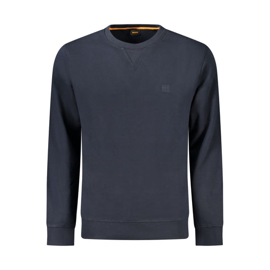 Sweatshirt by Hugo Boss for men in cotton blue features an enviable silhouette, showcasing a premium long-sleeve and refined crew neckline for a truly enviable finish.