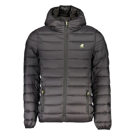 Hooded Windbreaker Jacket by U.S. Grand Polo for men in polyamide & polyester black & print features an stylish silhouette, showcasing a sophisticated hooded neckline and performance-driven lightweight, pockets, hooded & windproof for a premium, stylish look.