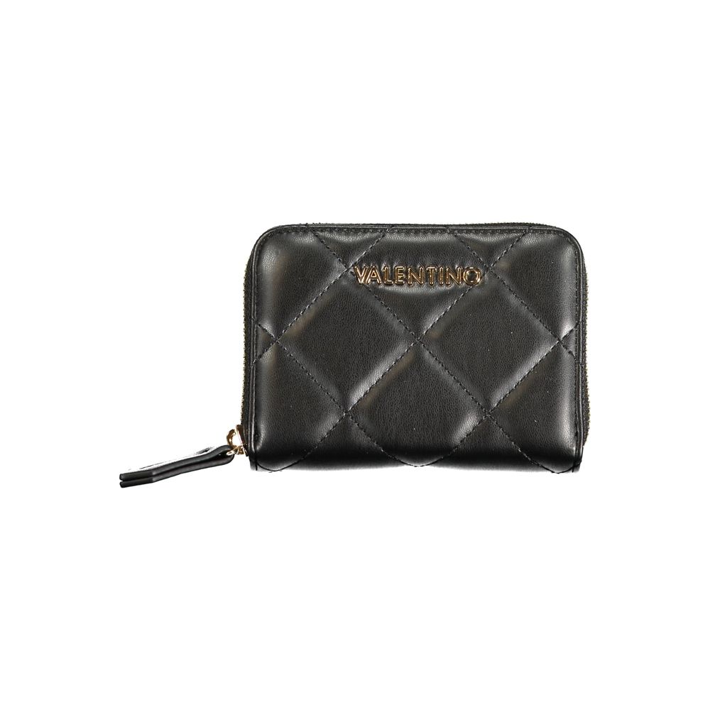 Wallet by Mario Valentino for women in polyurethane black showcases a refined silhouette, artfully detailed with the signature style of the Polyurethane Wallet and functional .