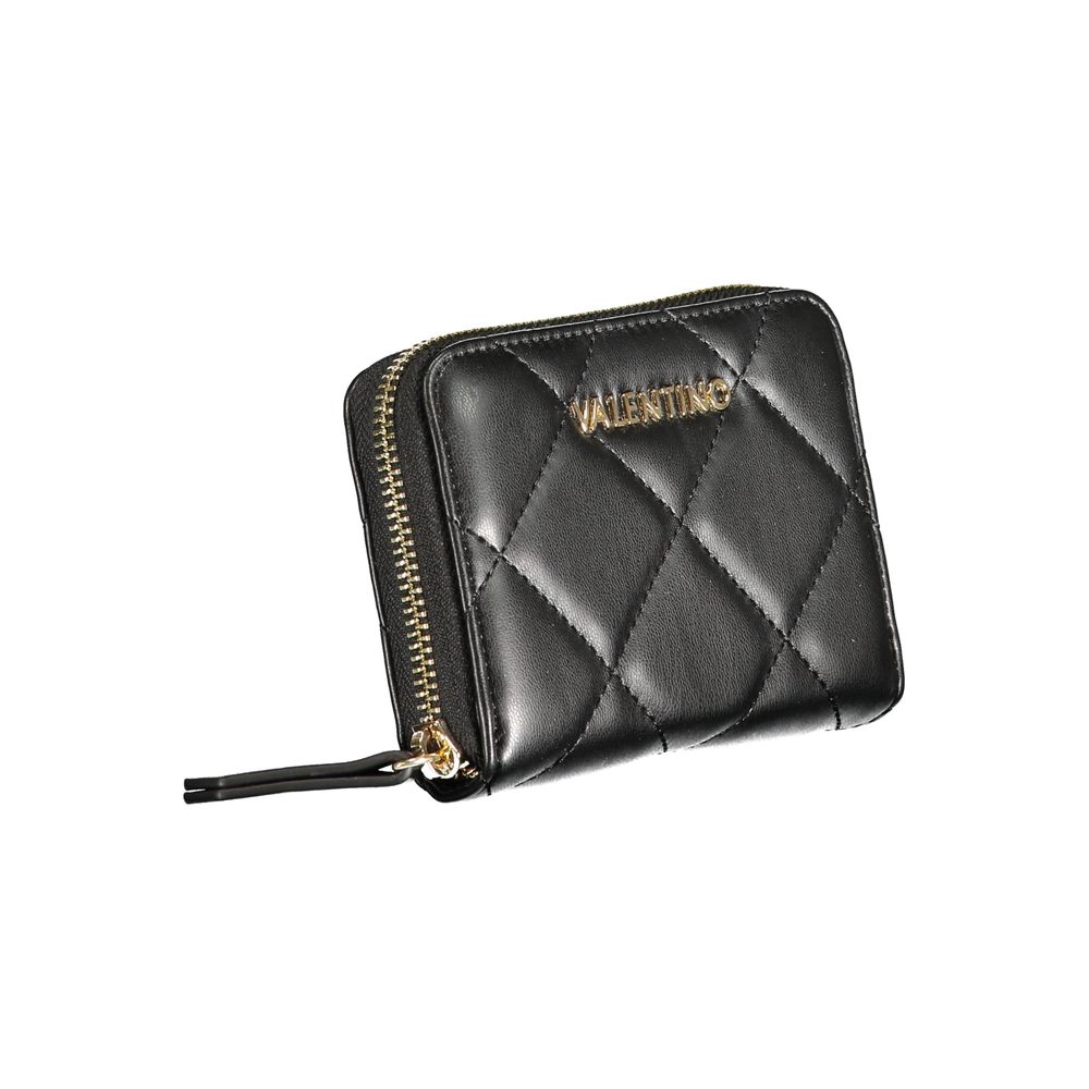 Wallet by Mario Valentino for women in polyurethane black features a streamlined silhouette, showcasing the streamlined Polyurethane Wallet design with sophisticated for a premium look.