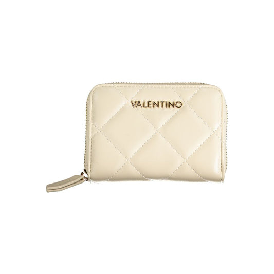Wallet by Mario Valentino for women in polyethylene beige & signature showcases a refined silhouette, artfully capturing the essence of the refined Polyethylene Wallet design with functional coin-purse.