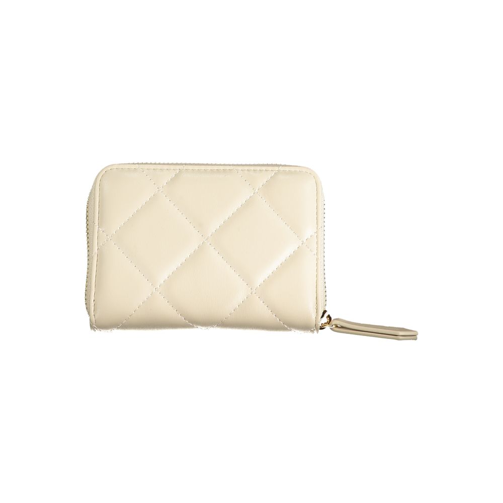 Wallet by Mario Valentino for women in polyethylene beige & signature showcases a discerning silhouette, artfully capturing the essence of Polyethylene Wallet with its functional coin-purse.