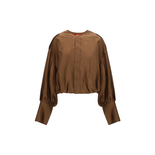 The Latest Women's Regular Fit Crew Neck Polyester Shirt - Brown