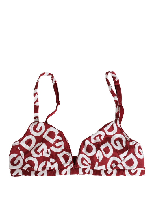 Dolce & Gabbana Women's Cotton Bra - Natural Red White Signature Monogram
