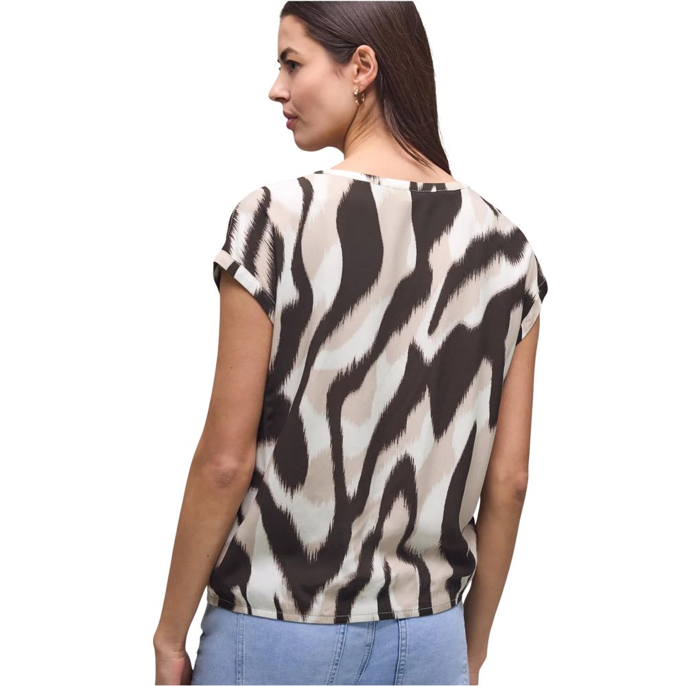 Shirt by Street One for women in viscose brown presents a discerning silhouette, showcasing a sophisticated round neckline and for a truly discerning finish.