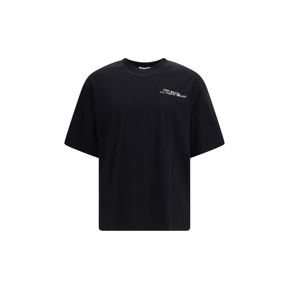 Off-White Heart Men's Regular Fit Crew Neck Cotton Activewear T-Shirt - Black White Print