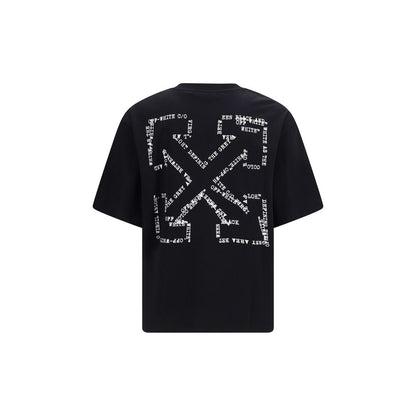 Off-White Heart Men's Regular Fit Crew Neck Cotton Activewear T-Shirt - Black White Print