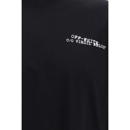 Off-White Heart Men's Regular Fit Crew Neck Cotton Activewear T-Shirt - Black White Print
