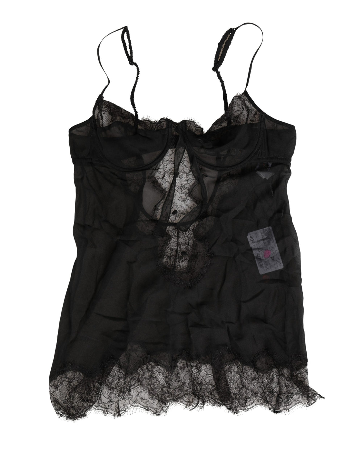 Dolce & Gabbana Women's Silk Viscose Nylon & Lace Tank Top - Black Signature