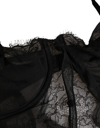 Dolce & Gabbana Women's Silk Viscose Nylon & Lace Tank Top - Black Signature