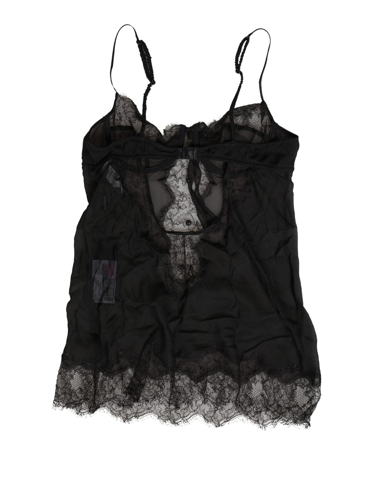 Dolce & Gabbana Women's Silk Viscose Nylon & Lace Tank Top - Black Signature