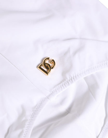 Dolce & Gabbana White Halter Top High Waist Bikini Bottom Swimwear