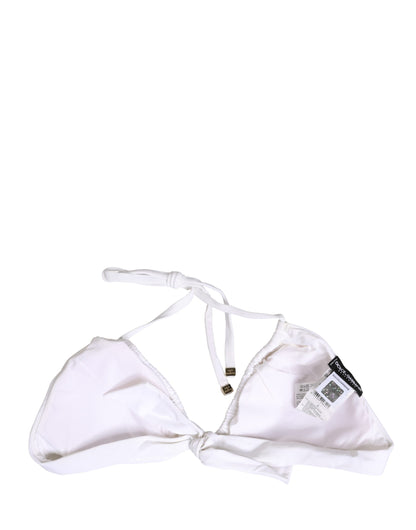 Dolce & Gabbana White Halter Top High Waist Bikini Bottom Swimwear