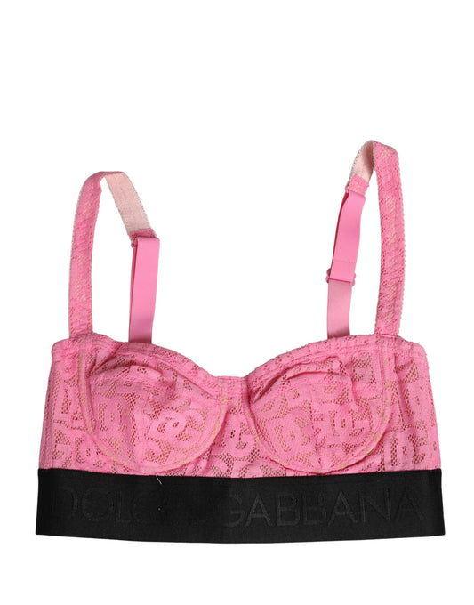 Dolce & Gabbana Women's Nylon & Cotton Bra - Black Pink