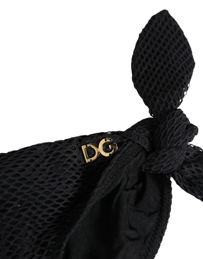 Dolce & Gabbana Women's Low Rise Stretch Nylon Bikini Bottoms - Black Signature