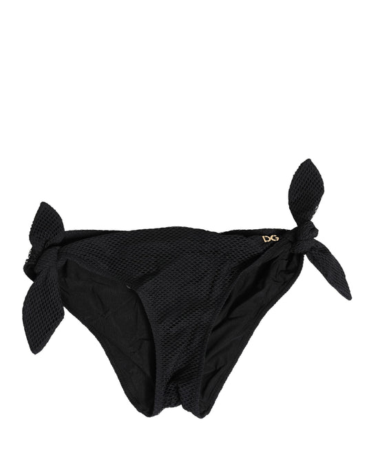 Dolce & Gabbana Women's Low Rise Stretch Nylon Bikini Bottoms - Black Signature