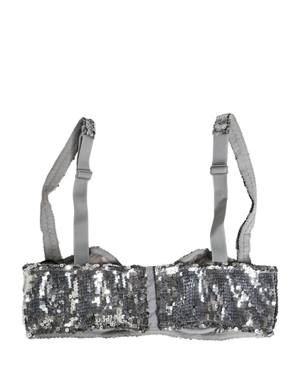 Dolce & Gabbana Women's Nylon & Sequins Bra - Silver