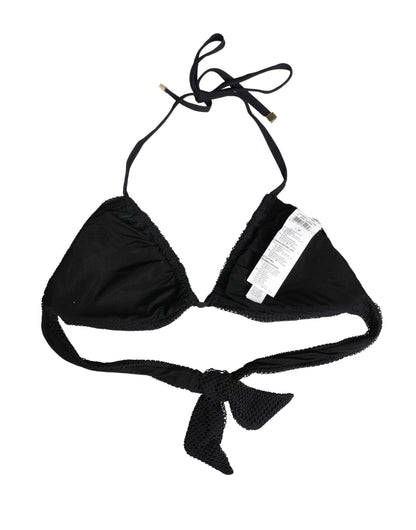 Dolce & Gabbana Black Padded Triangle Halter Bikini Top Swimwear