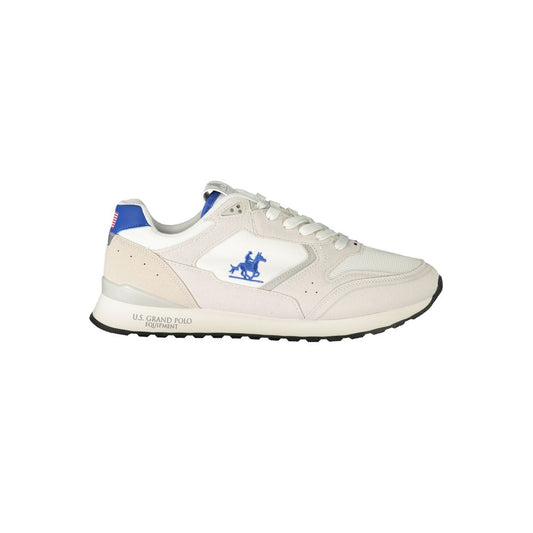 Athletic Sneakers by U.S. Grand Polo for men in canvas polyurethane & polyester blue, white & print showcases a architectural silhouette, artfully capturing the essence of the Men's Athletic Canvas Polyurethane & Polyester Sneakers with its signature architectural athletic style construction.