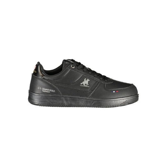 Athletic Sneakers by U.S. Grand Polo for men in polyester & polyurethane black & print showcases an impeccable silhouette, defined by an impeccable athletic style design that perfectly captures the essence of the Men's Athletic Polyester & Polyurethane Sneakers.