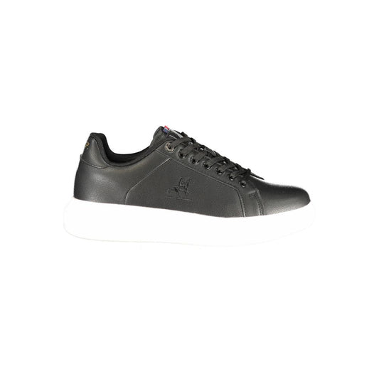 Athletic Sneakers by U.S. Grand Polo for men in polyester & polyurethane black, white & print features an stately silhouette, showcasing the signature athletic style of the Men's Athletic Polyester & Polyurethane Sneakers collection with a truly stately finish.