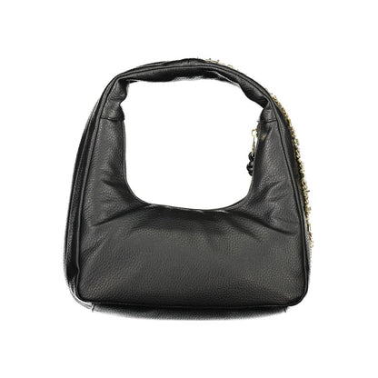 Shoulder Handbag by Mario Valentino for women in polyethylene black & signature features a signature silhouette, showcasing a secure zipper and signature internal-pockets with versatile shoulder-strap & handle for a sophisticated look.
