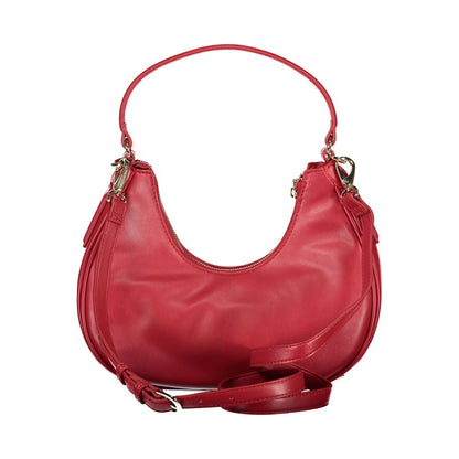 Shoulder Handbag by Mario Valentino for women in polyethylene red features a signature silhouette, showcasing a secure zipper and signature internal-pockets with versatile shoulder-strap, adjustable-strap & handle for a sophisticated look.