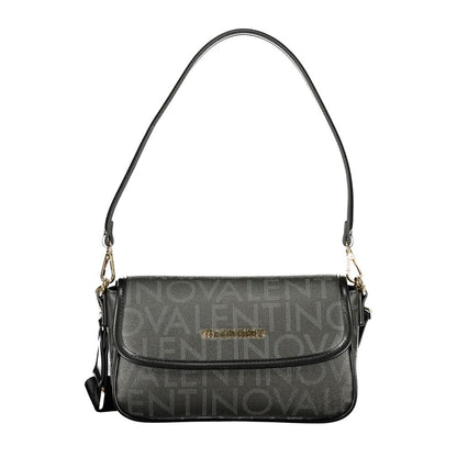 Handbag by Mario Valentino for women in polyethylene black features an refined silhouette, showcasing a secure snap, ample internal-pockets, and versatile shoulder-strap, adjustable-strap & handle for a sophisticated refined aesthetic.