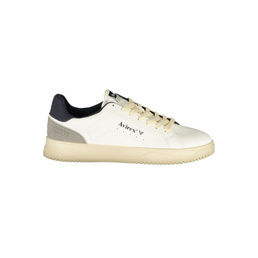 Athletic Sneakers by Avirex for men in polyester & polyurethane blue, gray, white & print showcases an impeccable silhouette, defined by an impeccable athletic style design that perfectly captures the essence of the Men's Athletic Polyester & Polyurethane Sneakers.