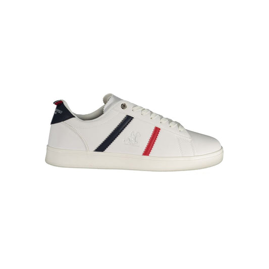 Athletic Sneakers by U.S. Grand Polo for men in polyester & polyurethane white & print features an stately silhouette, showcasing the signature athletic style of the Men's Athletic Polyester & Polyurethane Sneakers collection with a truly stately finish.