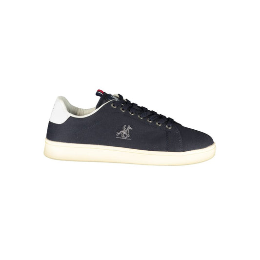 Athletic Sneakers by U.S. Grand Polo for men in polyester & polyurethane blue, white & print presents a sleek silhouette, perfectly capturing the athletic style essence of Men's Athletic Polyester & Polyurethane Sneakers with its sleek design and premium finish.