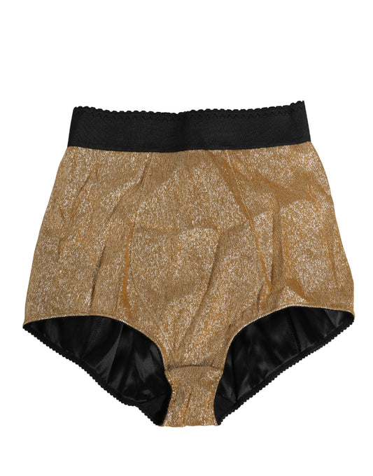 Dolce & Gabbana Gold Silk Blend High Waist Girdle Panty Underwear