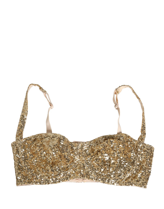Dolce & Gabbana Women's Silk Nylon & Sequins Bra - Gold