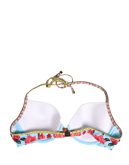 Dolce & Gabbana Women's Stretch Nylon Swimwear Top - Multicolor Floral Signature Print