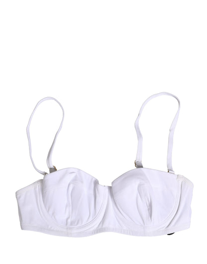 Dolce & Gabbana White Nylon Bikini Logo Plaque 2 Piece Swimwear