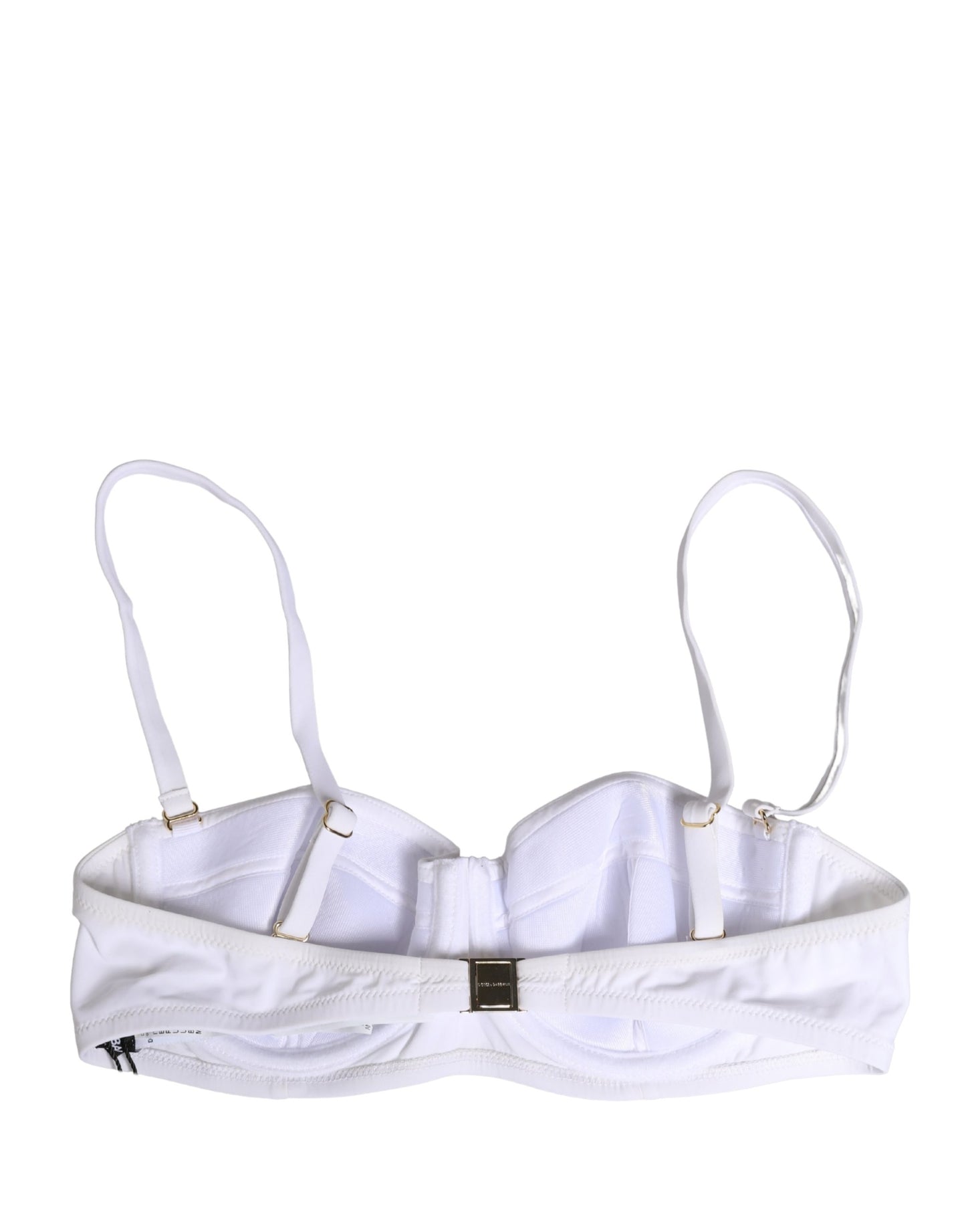 Dolce & Gabbana White Nylon Bikini Logo Plaque 2 Piece Swimwear
