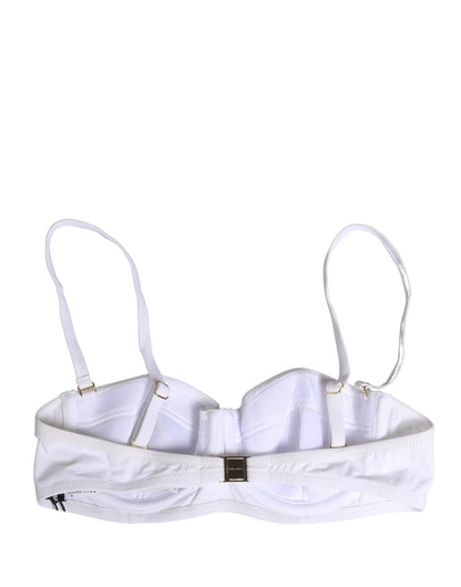 Dolce & Gabbana White Nylon Bikini Logo Plaque 2 Piece Swimwear