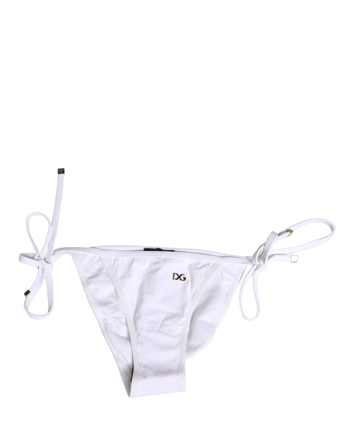 Dolce & Gabbana White Nylon Bikini Logo Plaque 2 Piece Swimwear