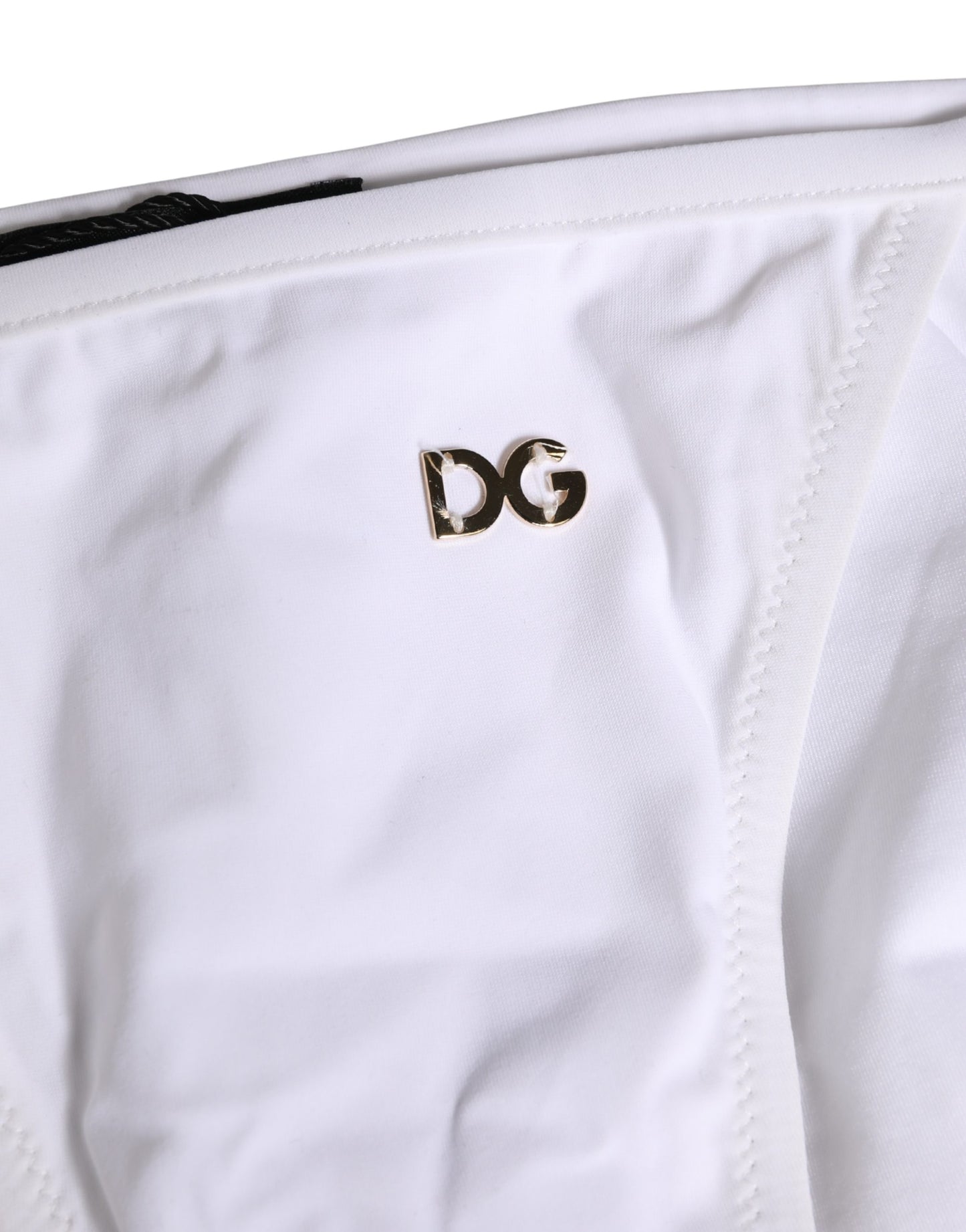 Dolce & Gabbana White Nylon Bikini Logo Plaque 2 Piece Swimwear